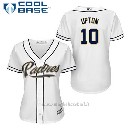 Maglia Baseball Donna San Diego Padres Justin Upton 10 Bianco 1ªCool Base